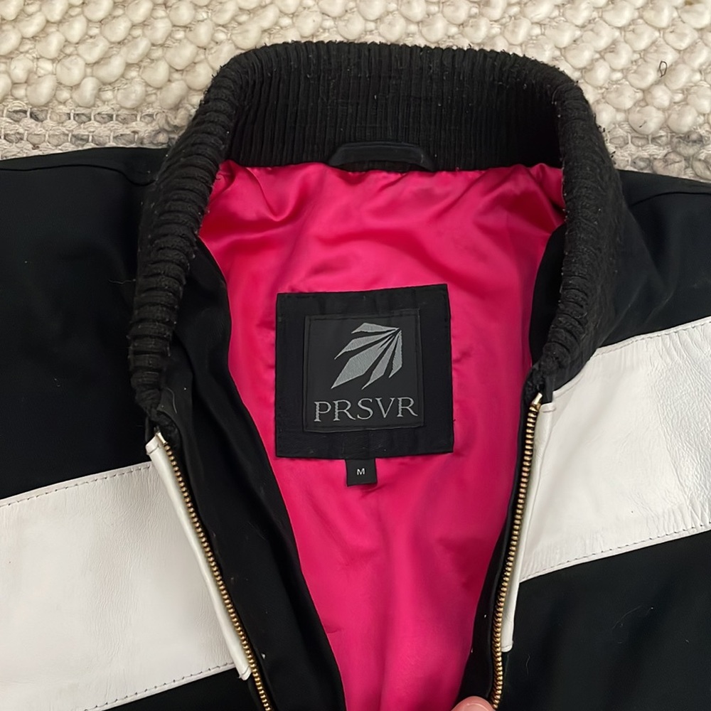 PRSVR Uptown Flight Suit Bomber Jacket w/ Cross Body Leather Stripes - Picture 6 of 9